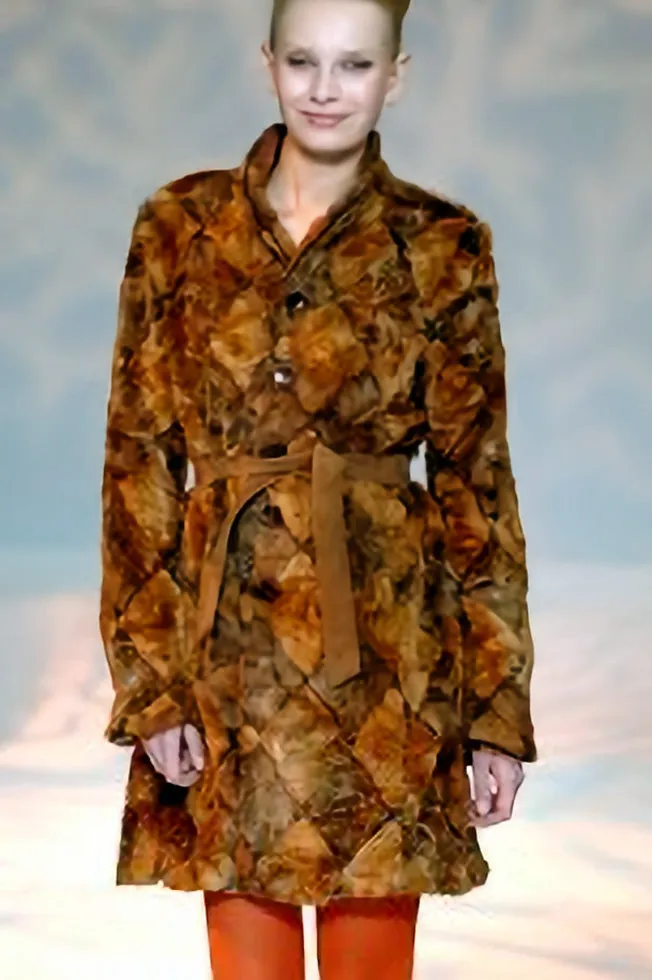 Caroline Charles Vintage Brown & Ginger Silk Lined Faux Fur Coat, Spring 2006