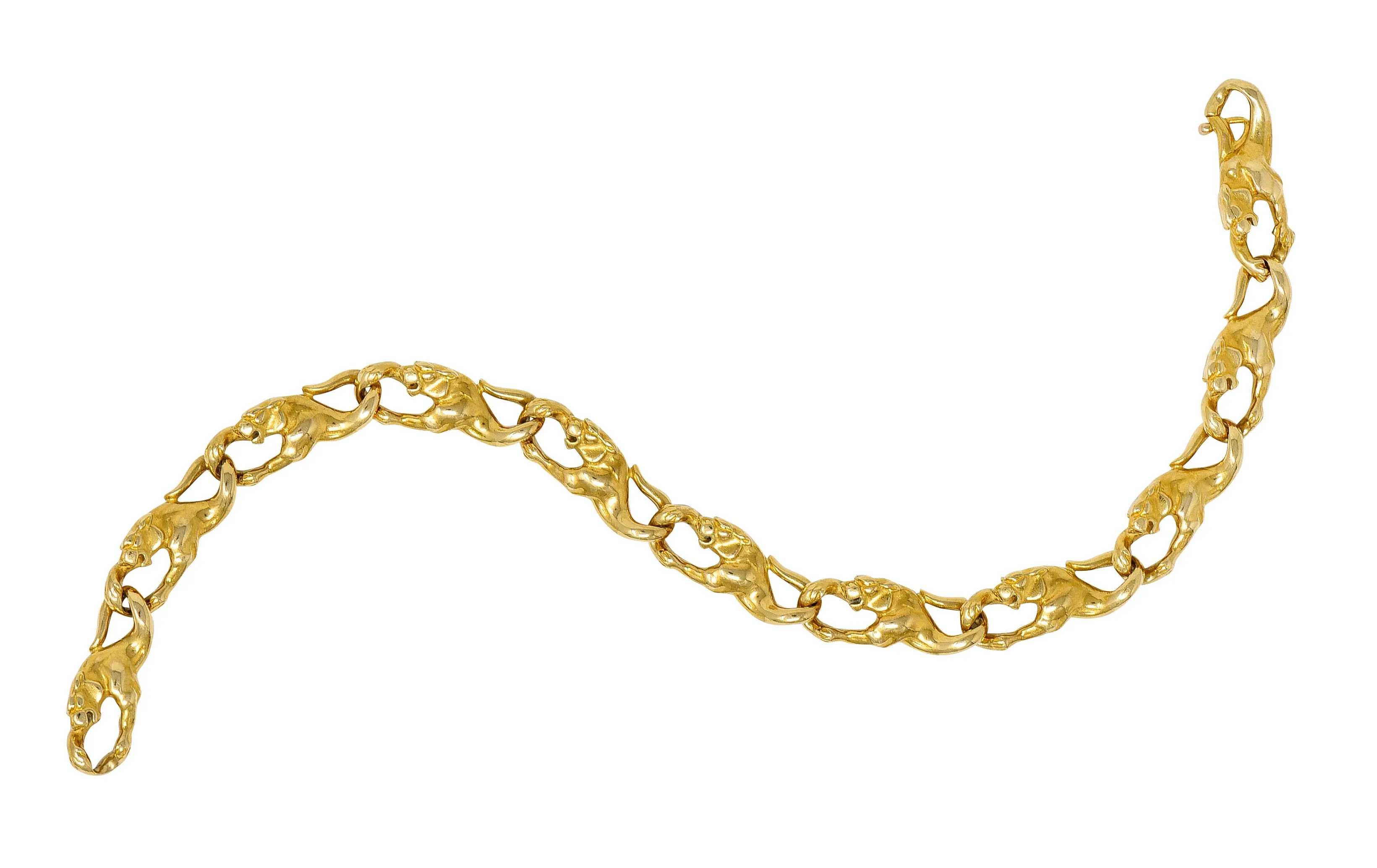 Carrera Y Carrera Vintage 18 Karat Gold Panther Link Bracelet