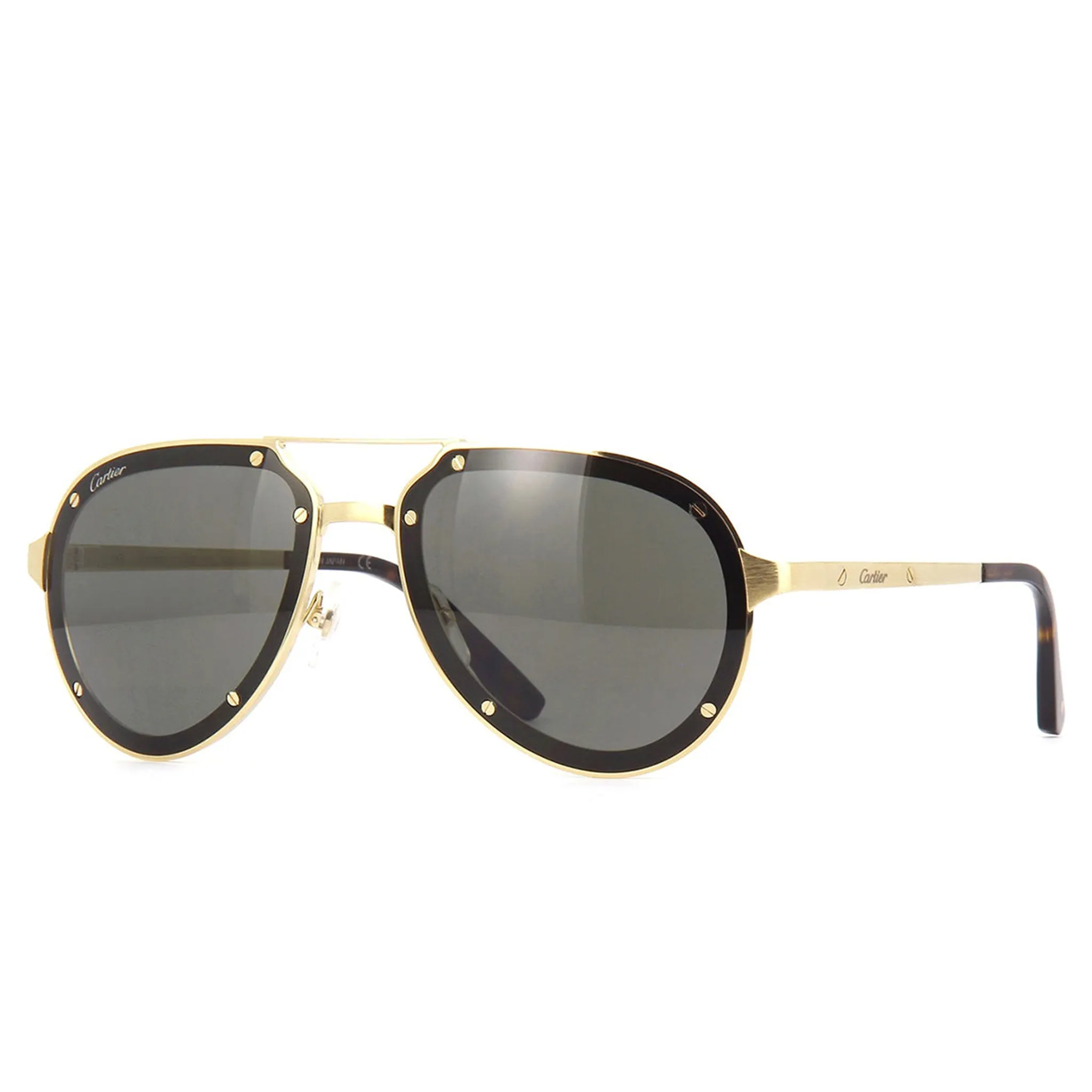 Cartier Eyewear CT0195S-002 Santos De Cartier Gold Grey Sunglasses