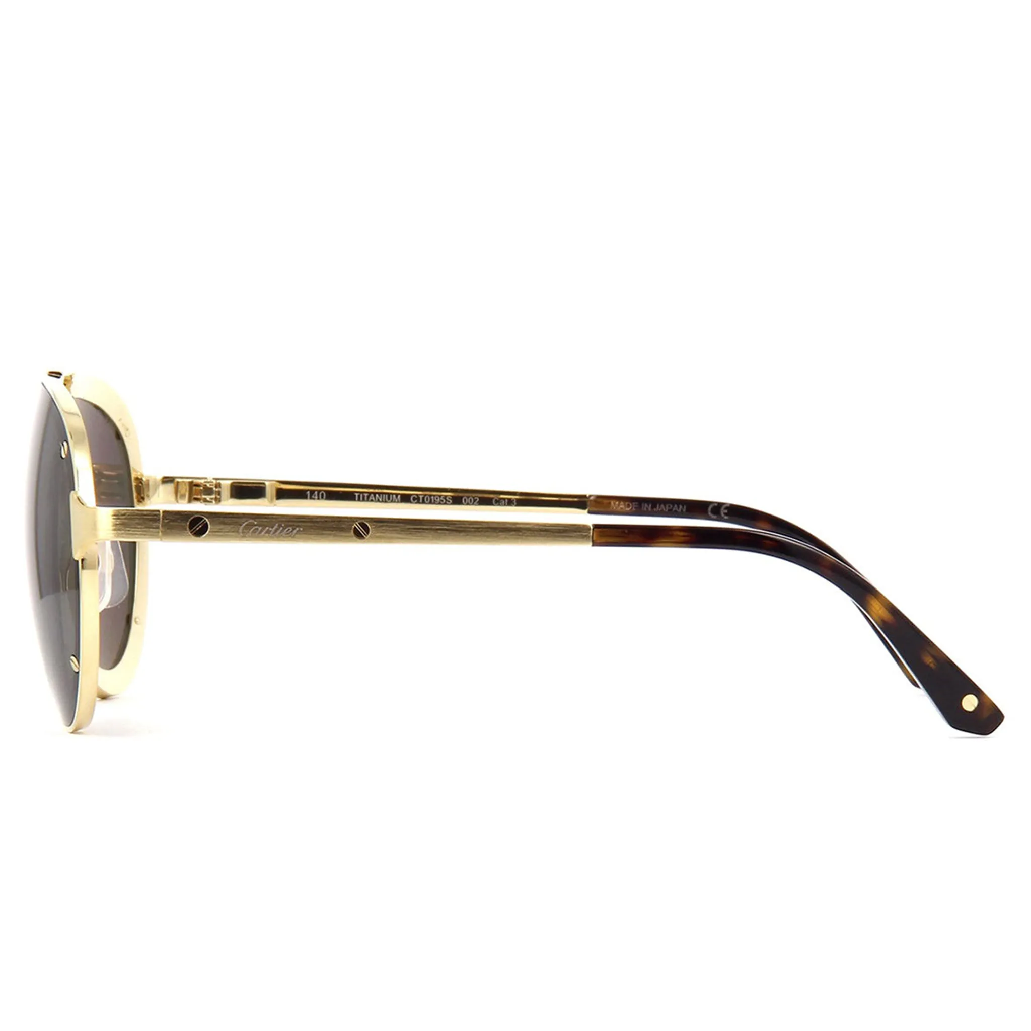 Cartier Eyewear CT0195S-002 Santos De Cartier Gold Grey Sunglasses