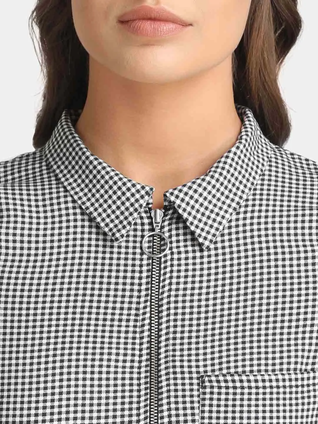 Check Patterned Boxy Shirt