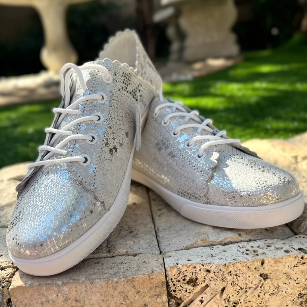 Chloe Silver Snake Sneaker