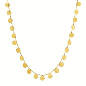 Choker Necklace with Polished Discs in 14k Yellow Goldrx34248-16-rx34248-16