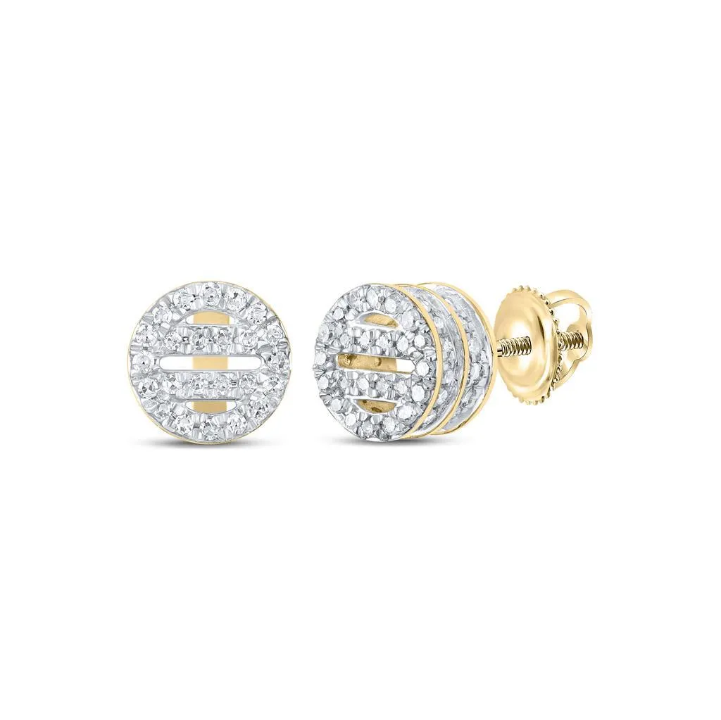 Circle Bars Double 3D Diamond Earrings .33cttw 10K Yellow Gold