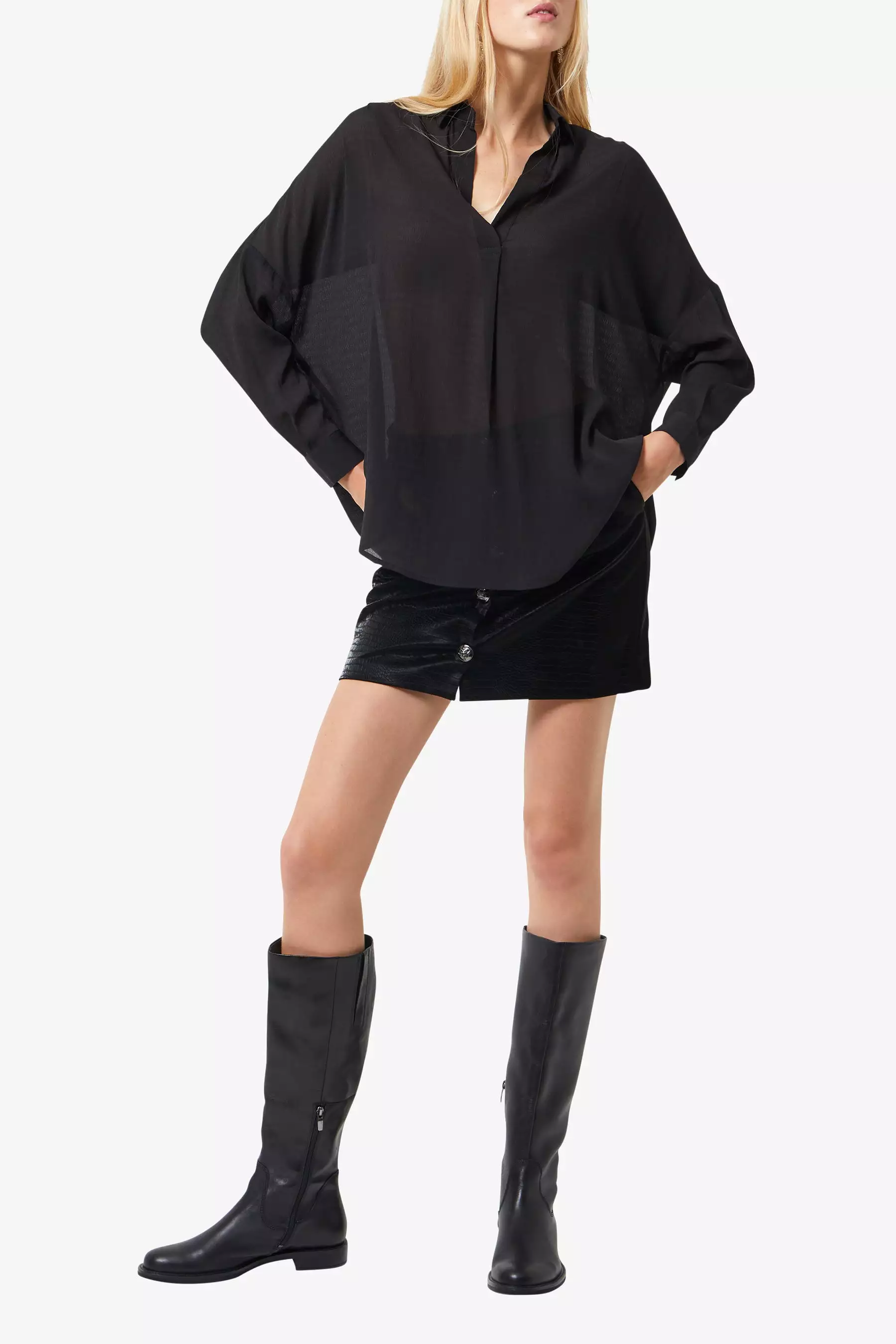 Clar Rhodes Textured Drape Shirt