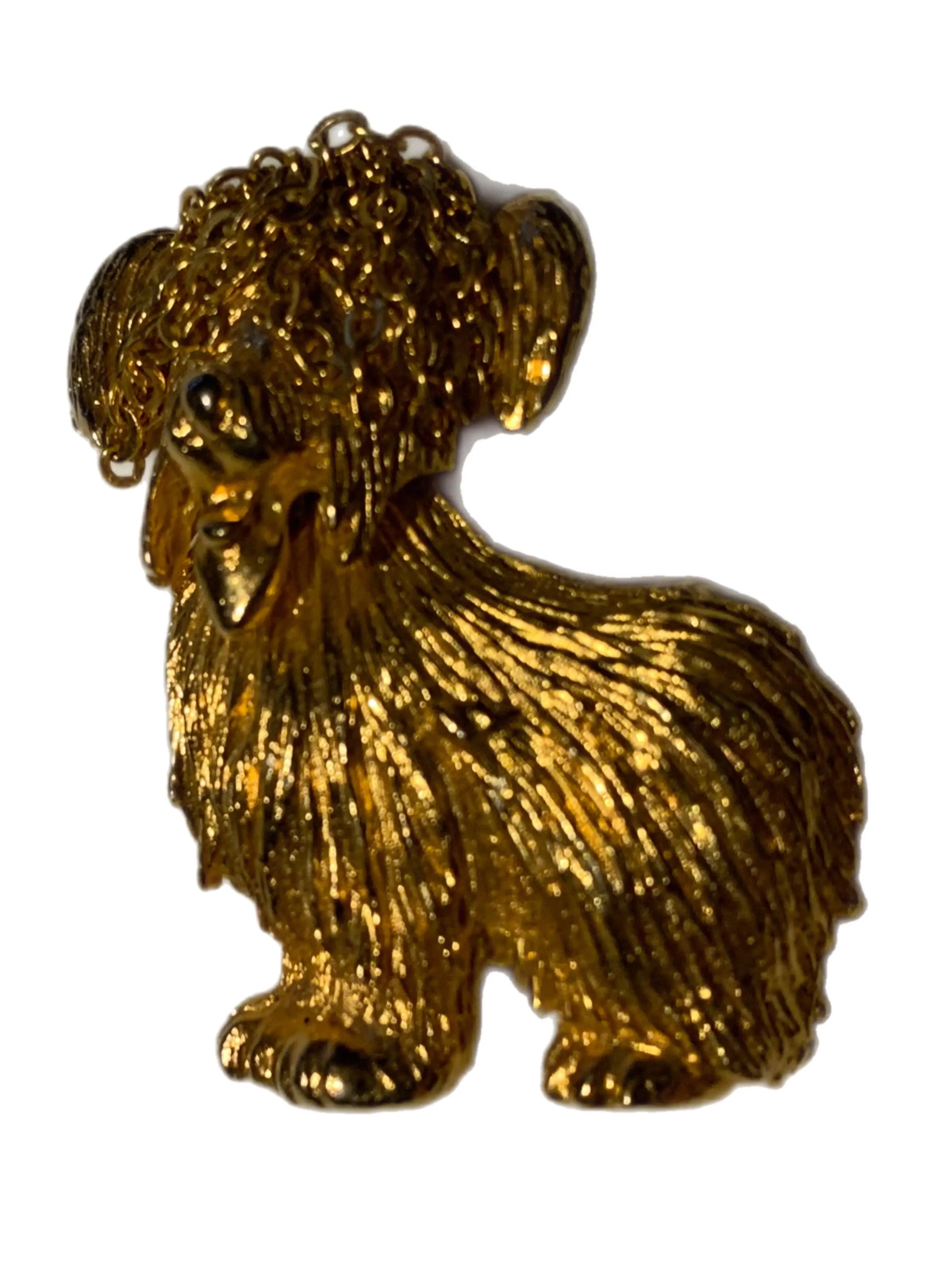 Clever English Sheepdog Brooch with Chain Bangs over Eyes circa 1960s