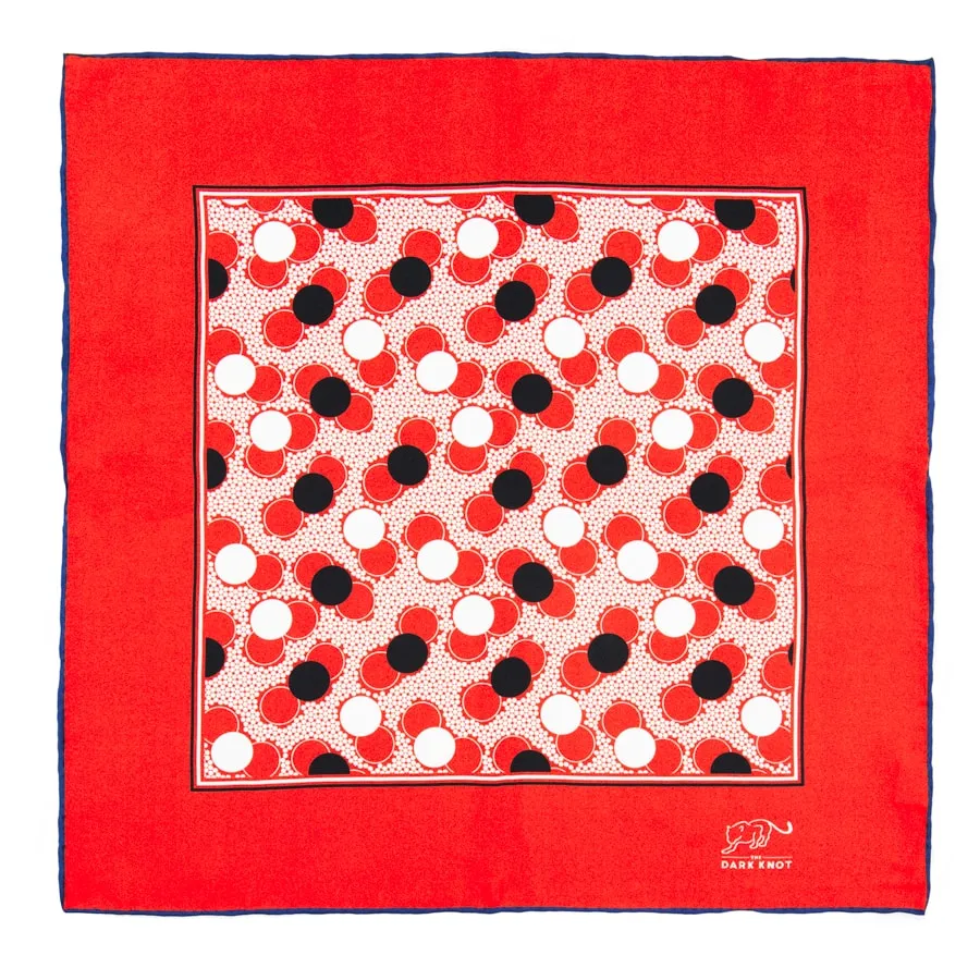 Colchester Dots Silk Pocket Square, Red / White / Black