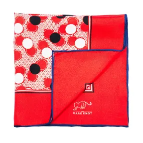 Colchester Dots Silk Pocket Square, Red / White / Black