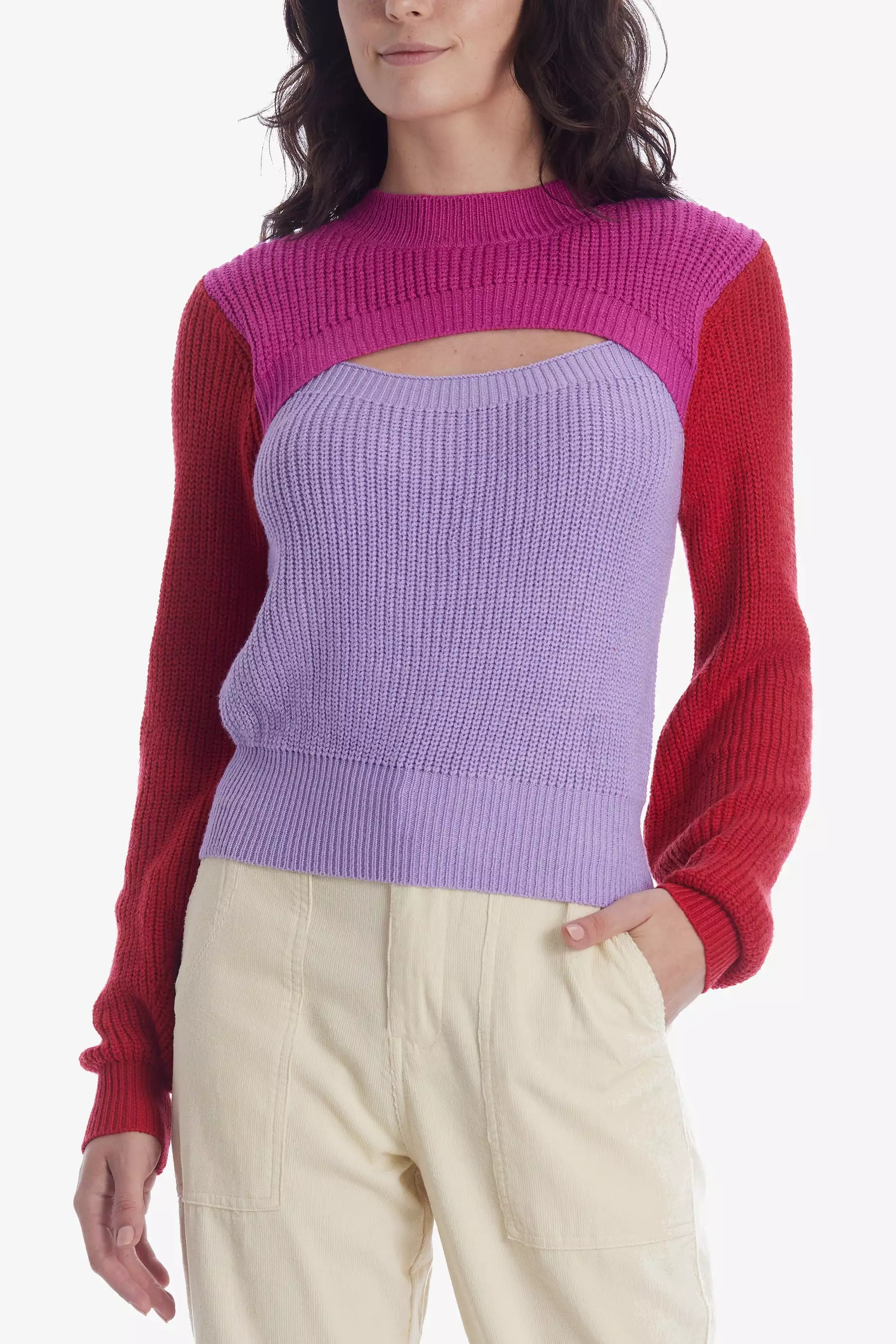 Colorblock Cutout Sweater