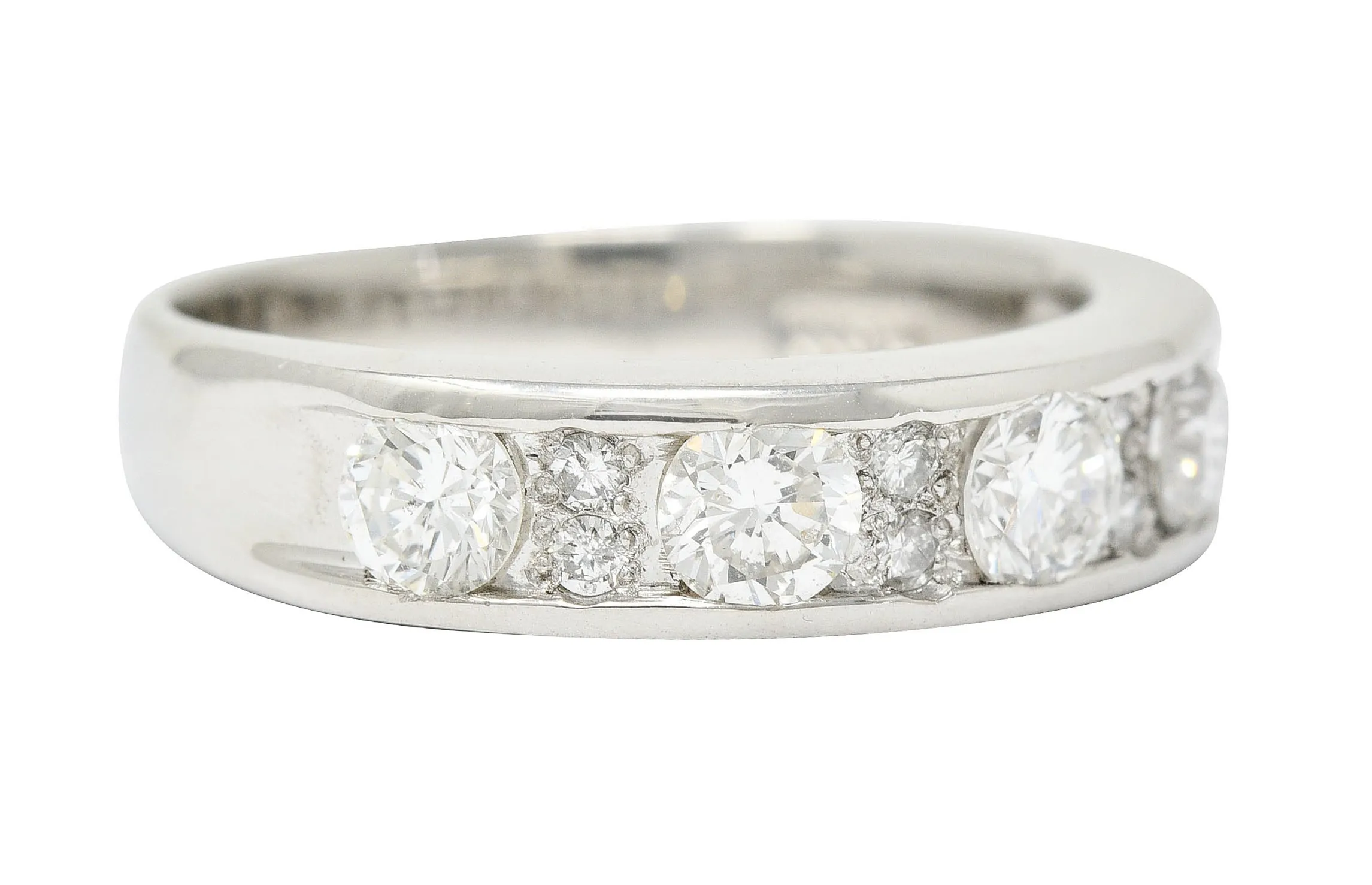 Contemporary 1.11 CTW Diamond Platinum Stacking Band Ring