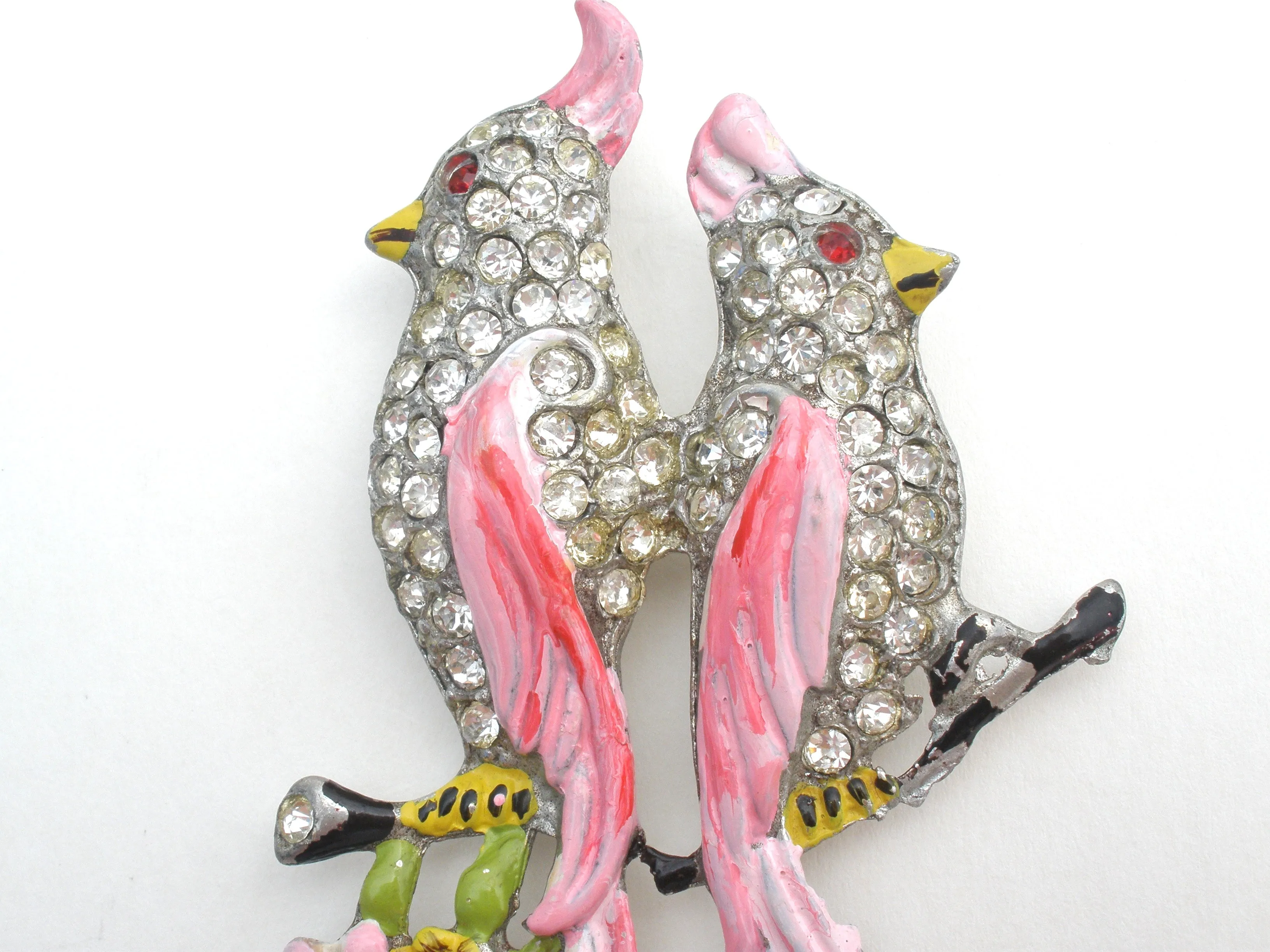 Coro Gene Verrecchio Pink Enamel Bird Brooch Pin