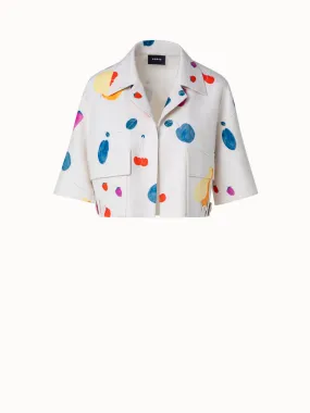 Cotton Silk Double-Face Short Jacket with Fruits Print