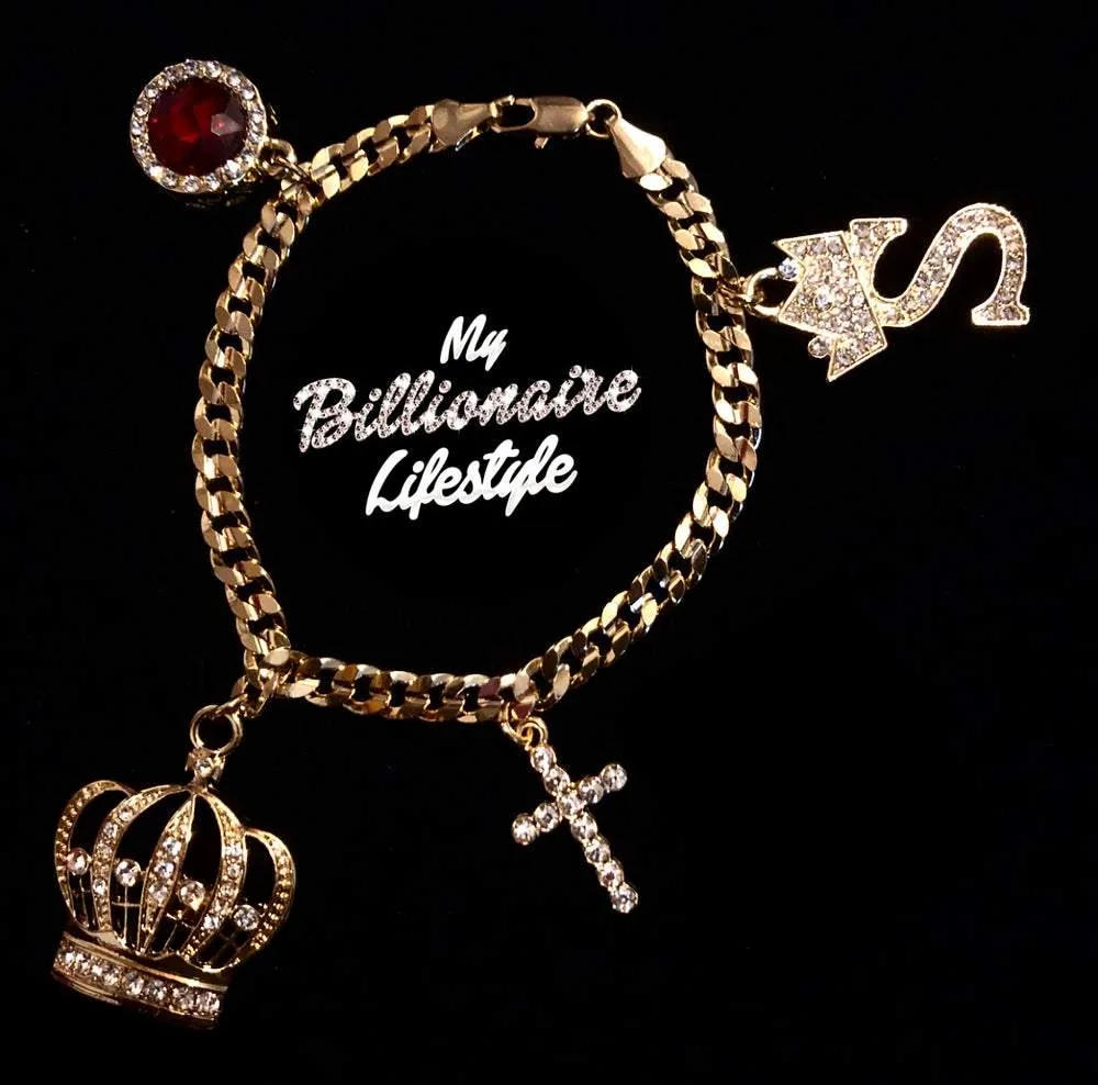 Crown Letter C Link Charm Bracelet