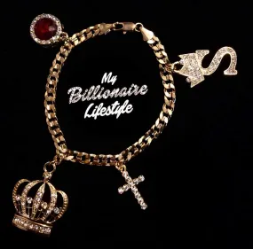 Crown Letter C Link Charm Bracelet