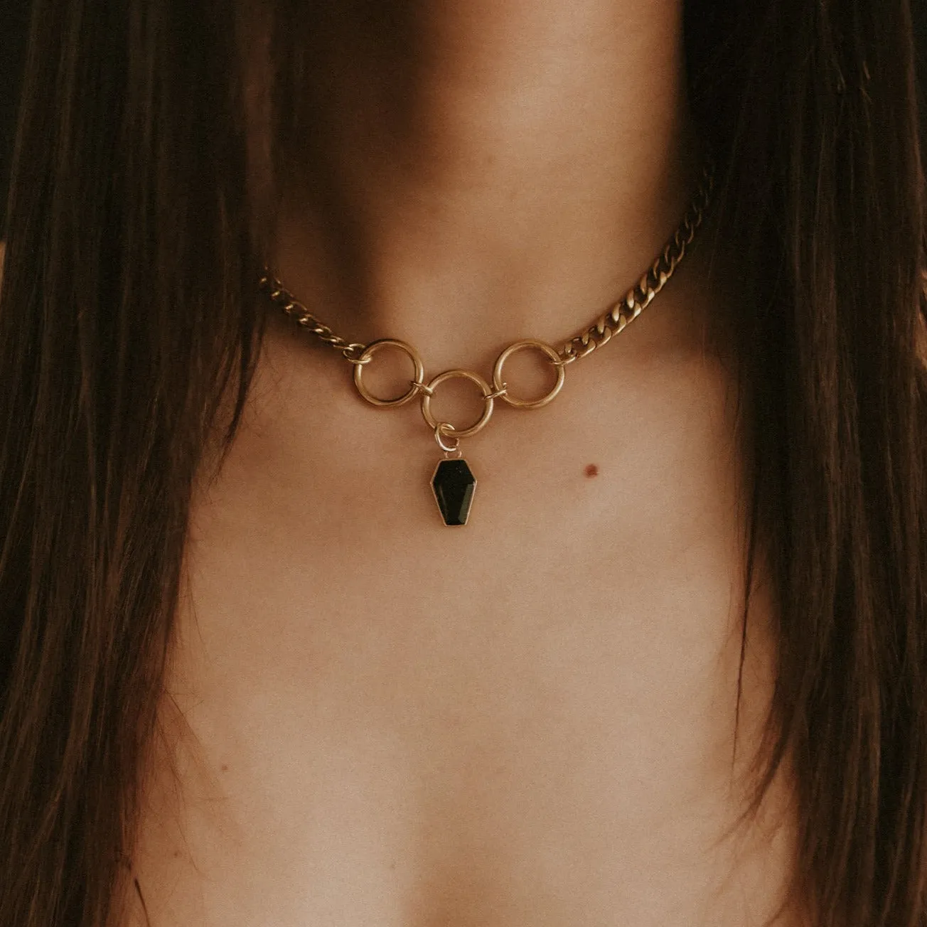 Crypt Gold Coffin Black Gothic Choker