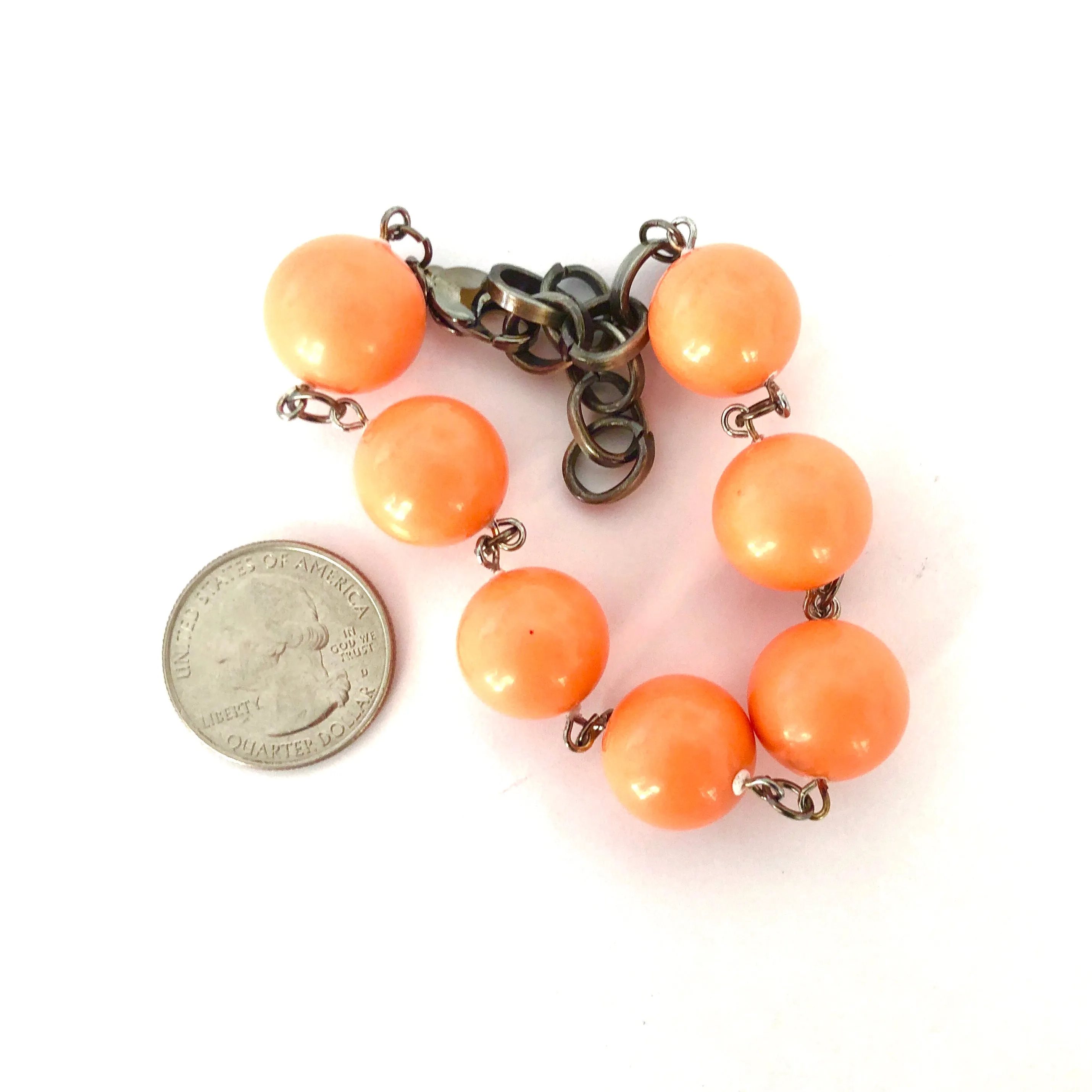 Dark Peach Lucite Bubble Stations Bracelet