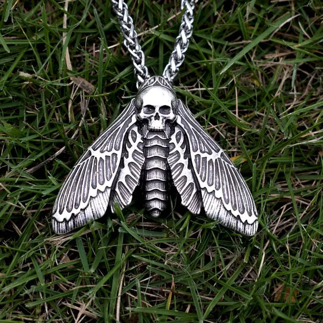 Dead Head Skull Moth Necklace and Brooch