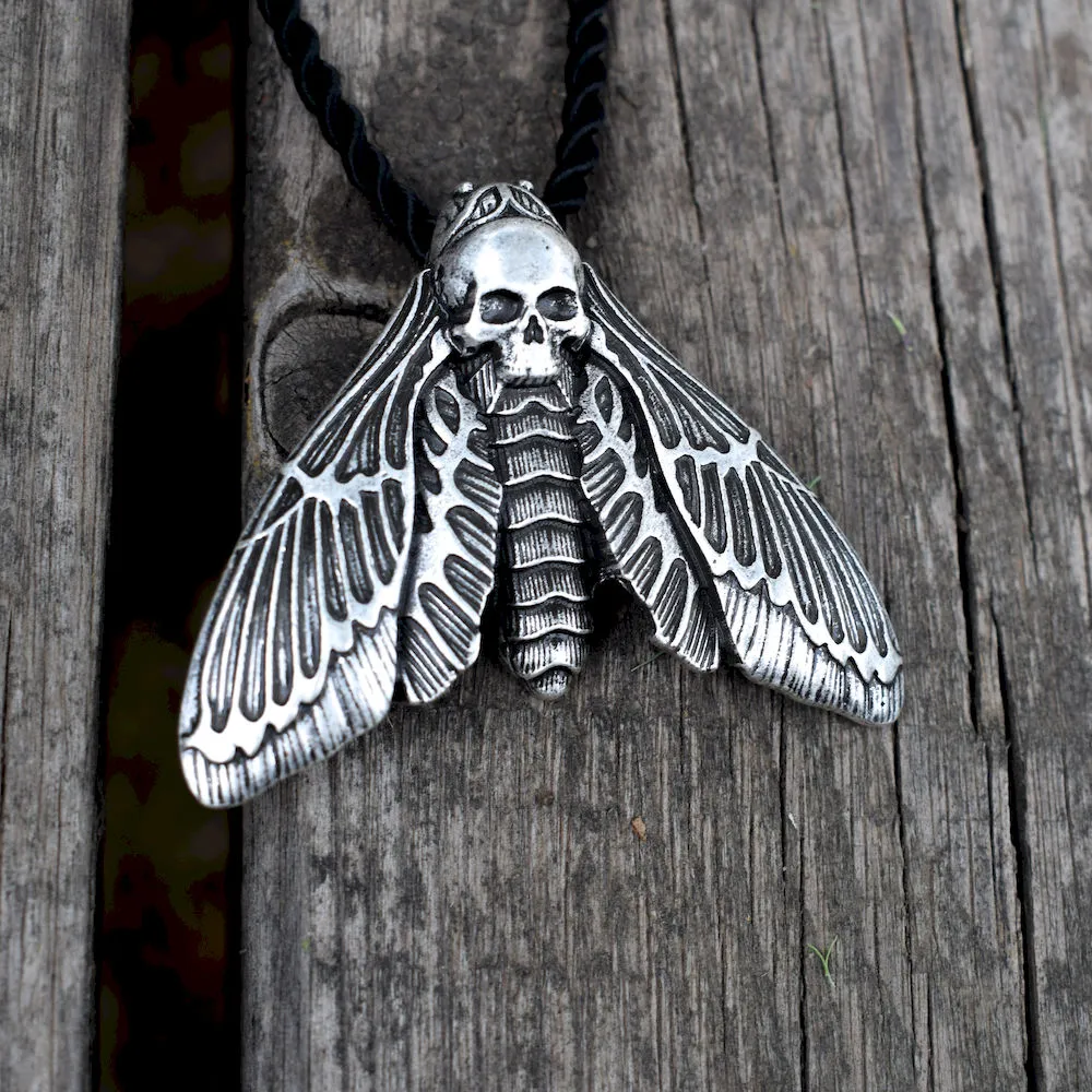 Dead Head Skull Moth Necklace and Brooch