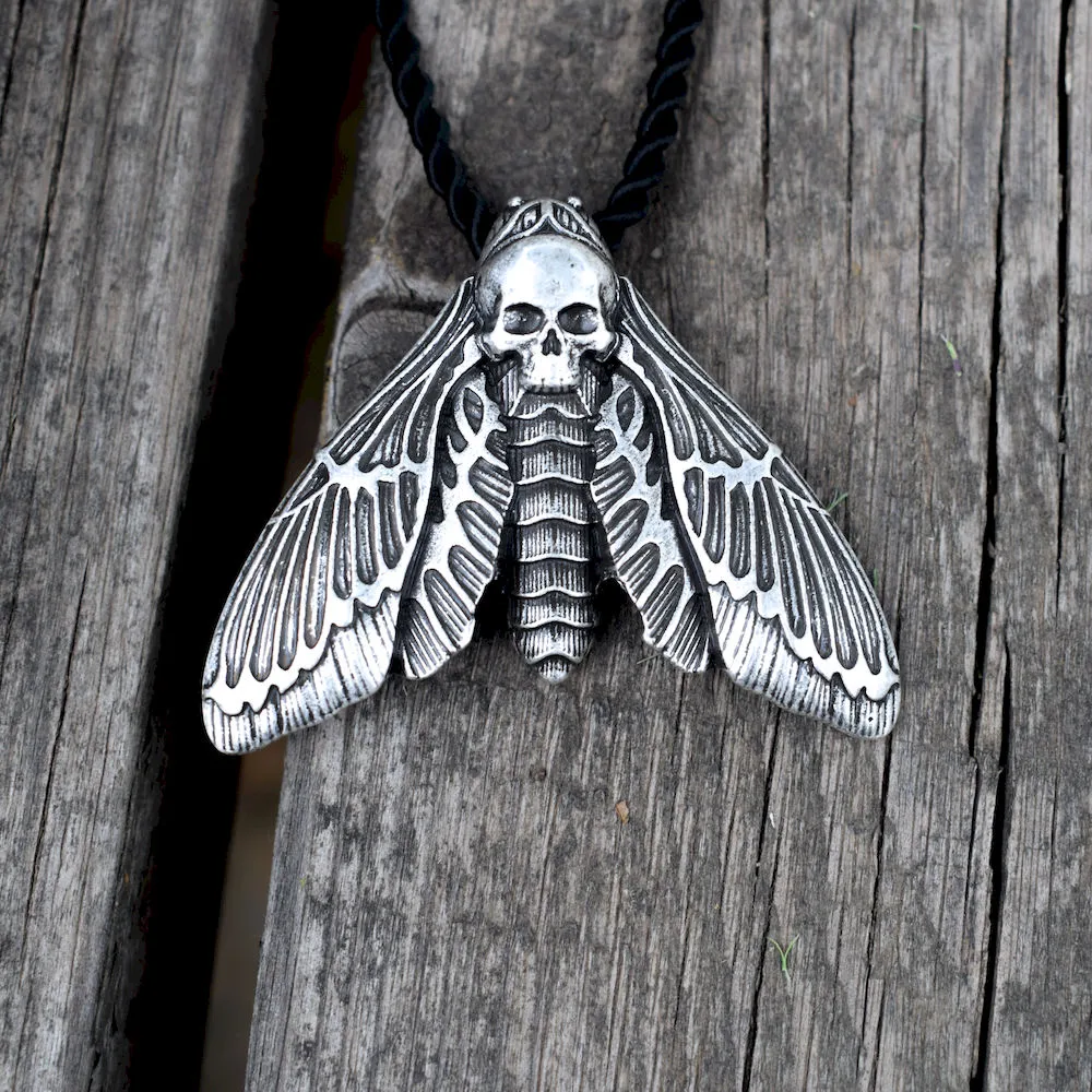 Dead Head Skull Moth Necklace and Brooch