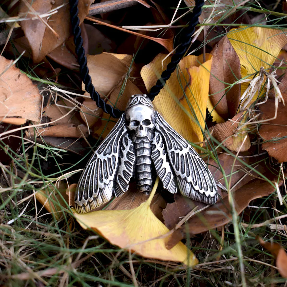 Dead Head Skull Moth Necklace and Brooch