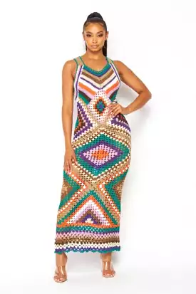 Dimond Knit Teal Maxi Dress