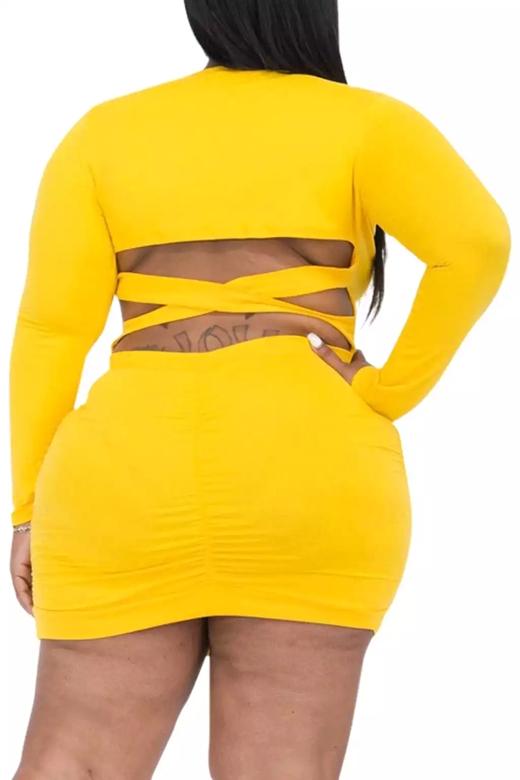 Ed Crisscross Retro Flash Mini Dress - Yellow