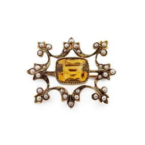 Edwardian Citrine Brooch