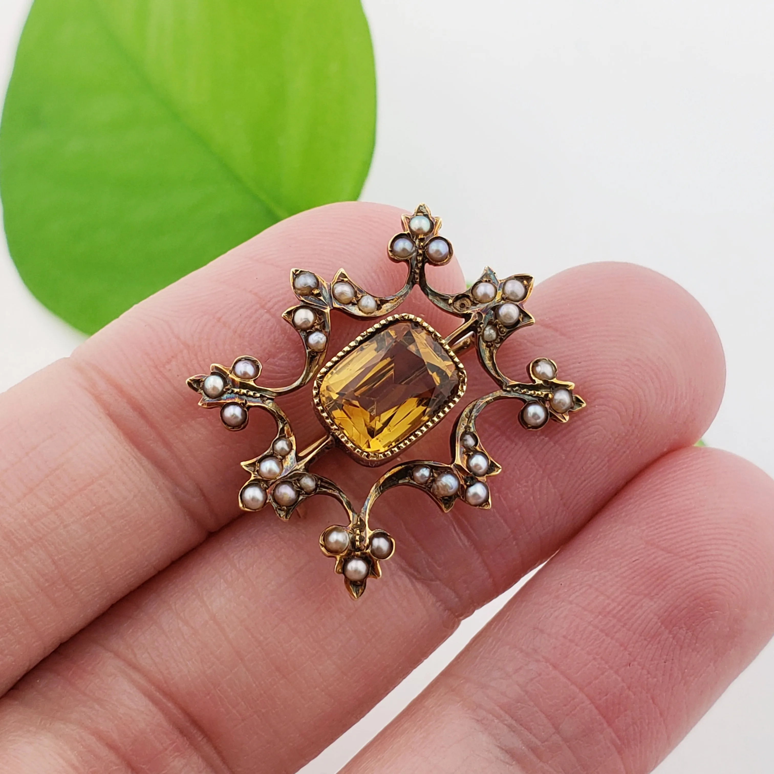 Edwardian Citrine Brooch