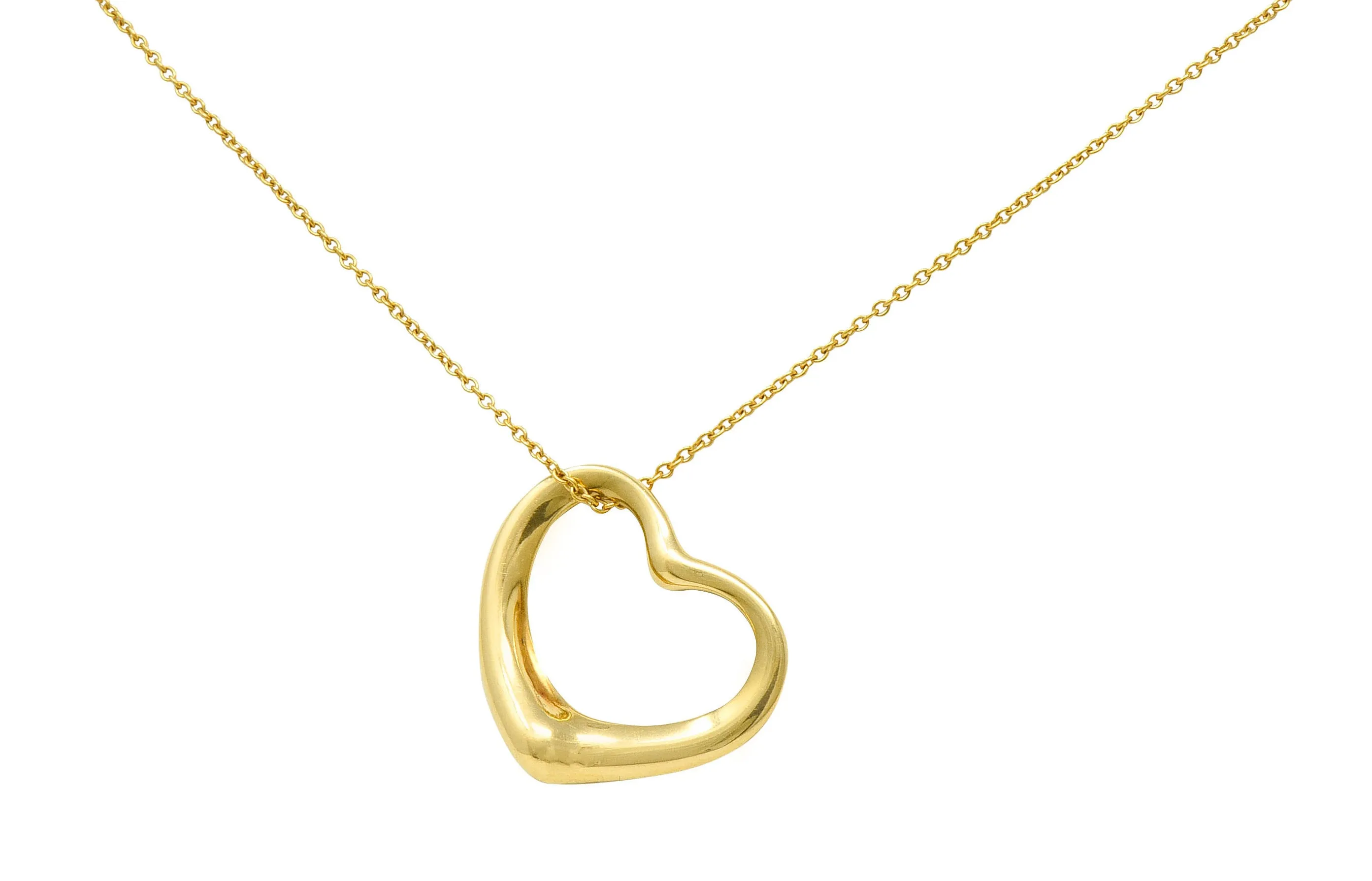 Elsa Peretti Tiffany & Co. 18 Karat Gold 22MM Open Heart Pendant Necklace