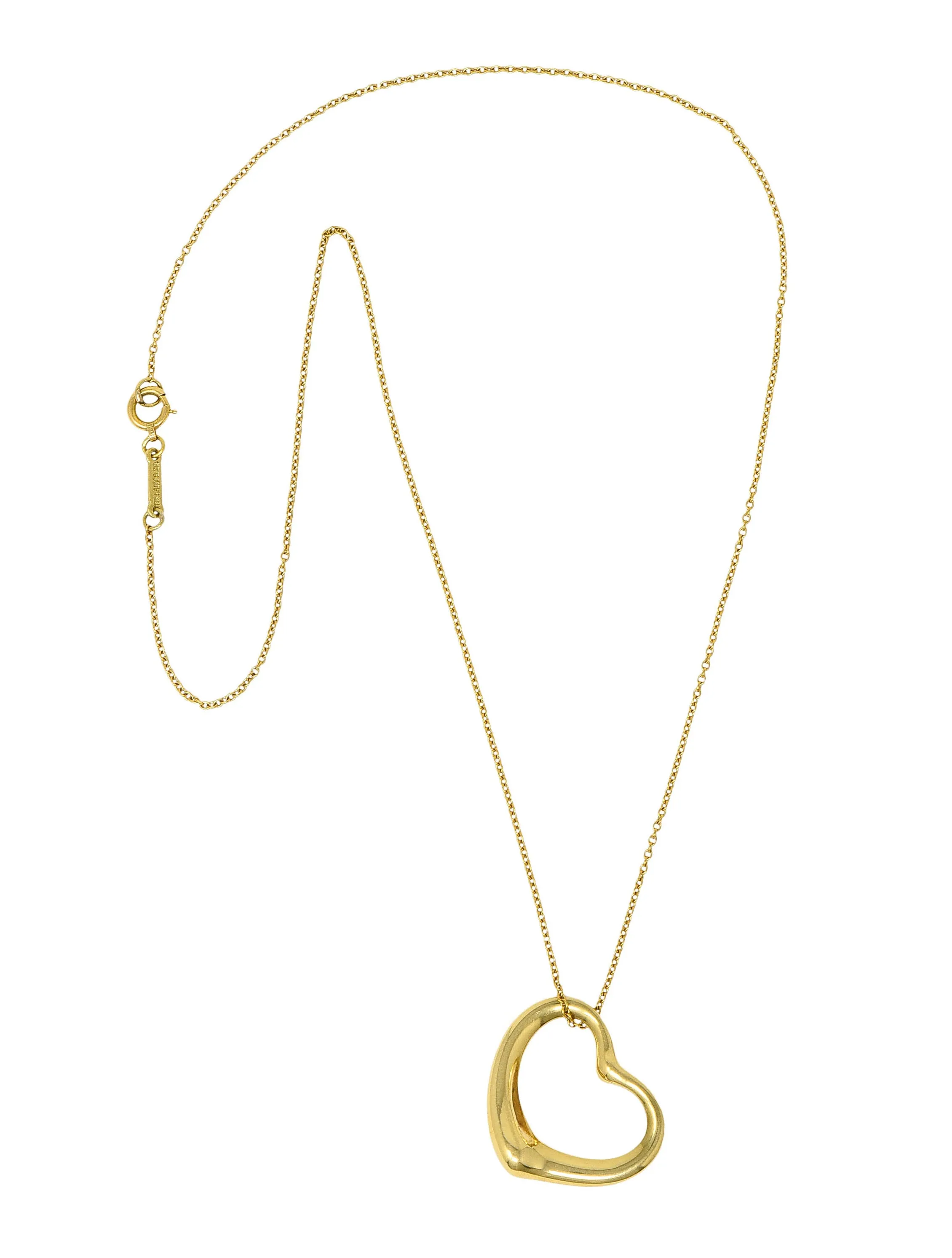 Elsa Peretti Tiffany & Co. 18 Karat Gold 22MM Open Heart Pendant Necklace