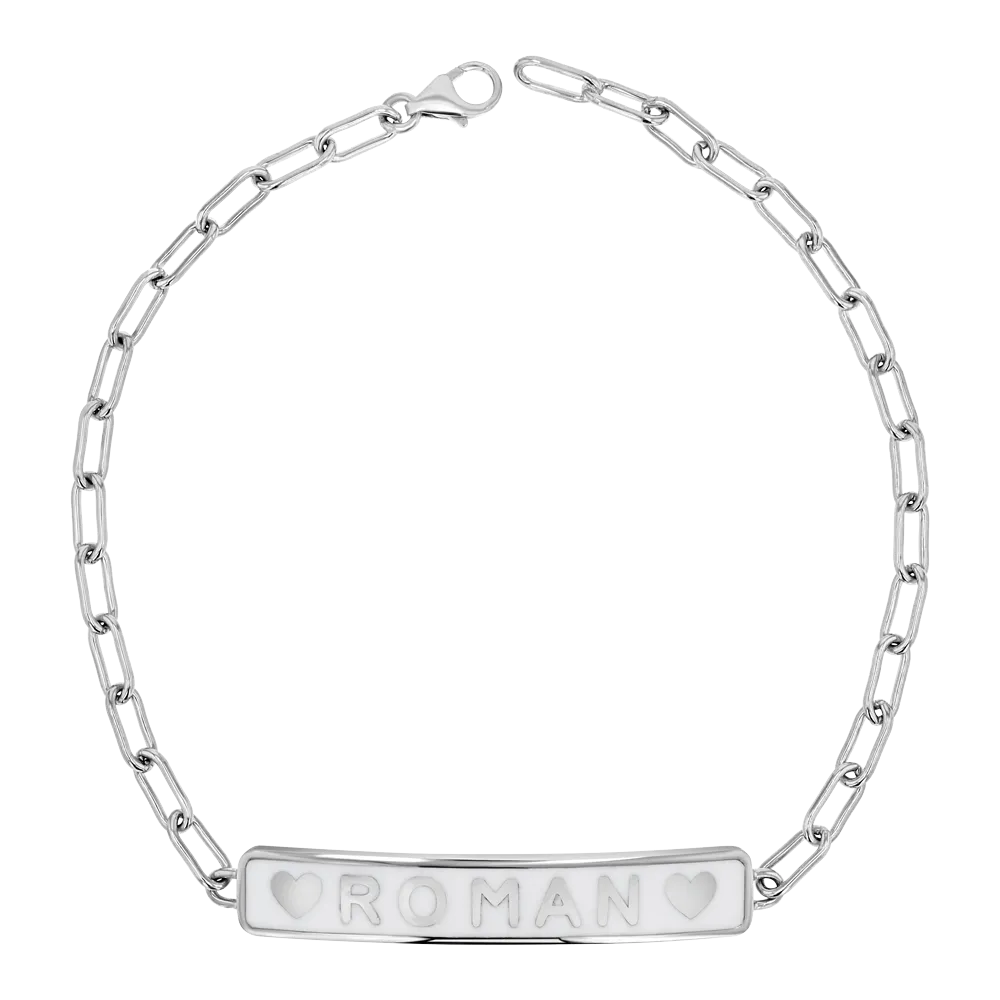 Enamel Heart ID Bracelet