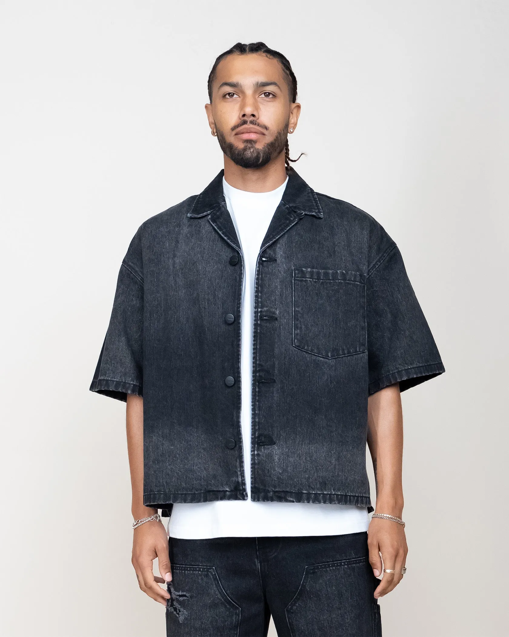 EPTM BOXY DENIM SHIRT - BLACK