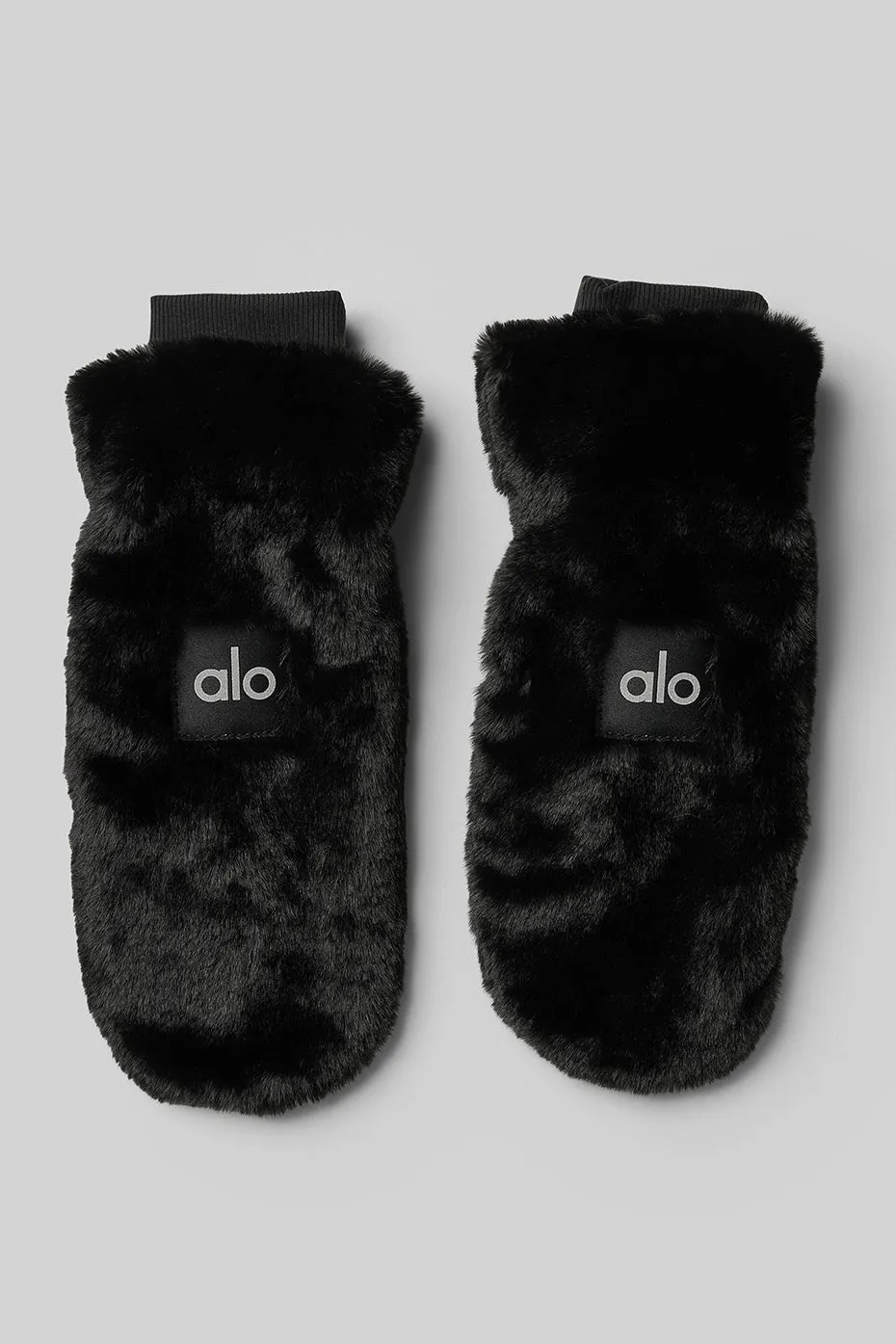 Faux Fur Mittens - Black