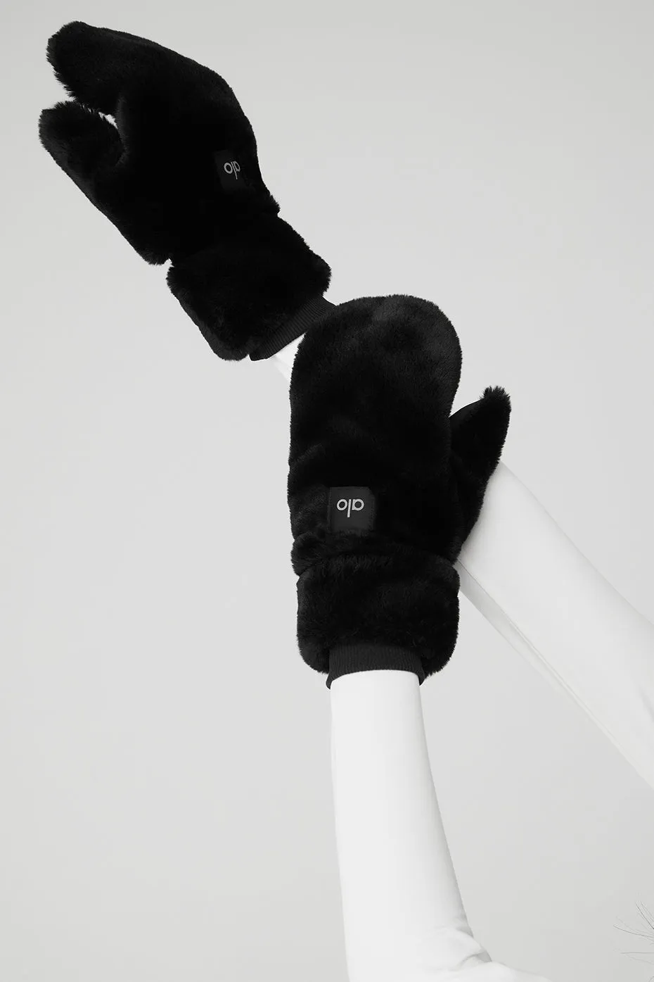 Faux Fur Mittens - Black