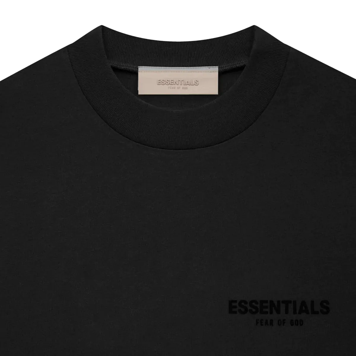 FEAR OF GOD Essentials Felt Logo Long Sleeve Tee Black