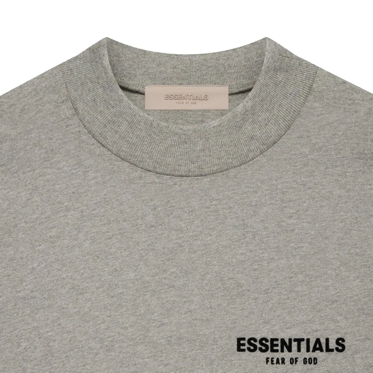 FEAR OF GOD Essentials Felt Logo Long Sleeve Tee Dark Oatmeal