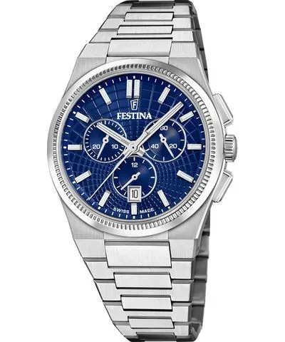 Festina Swiss Made RivÃ© Quartz Chronograph (42.5mm) Blue Watch