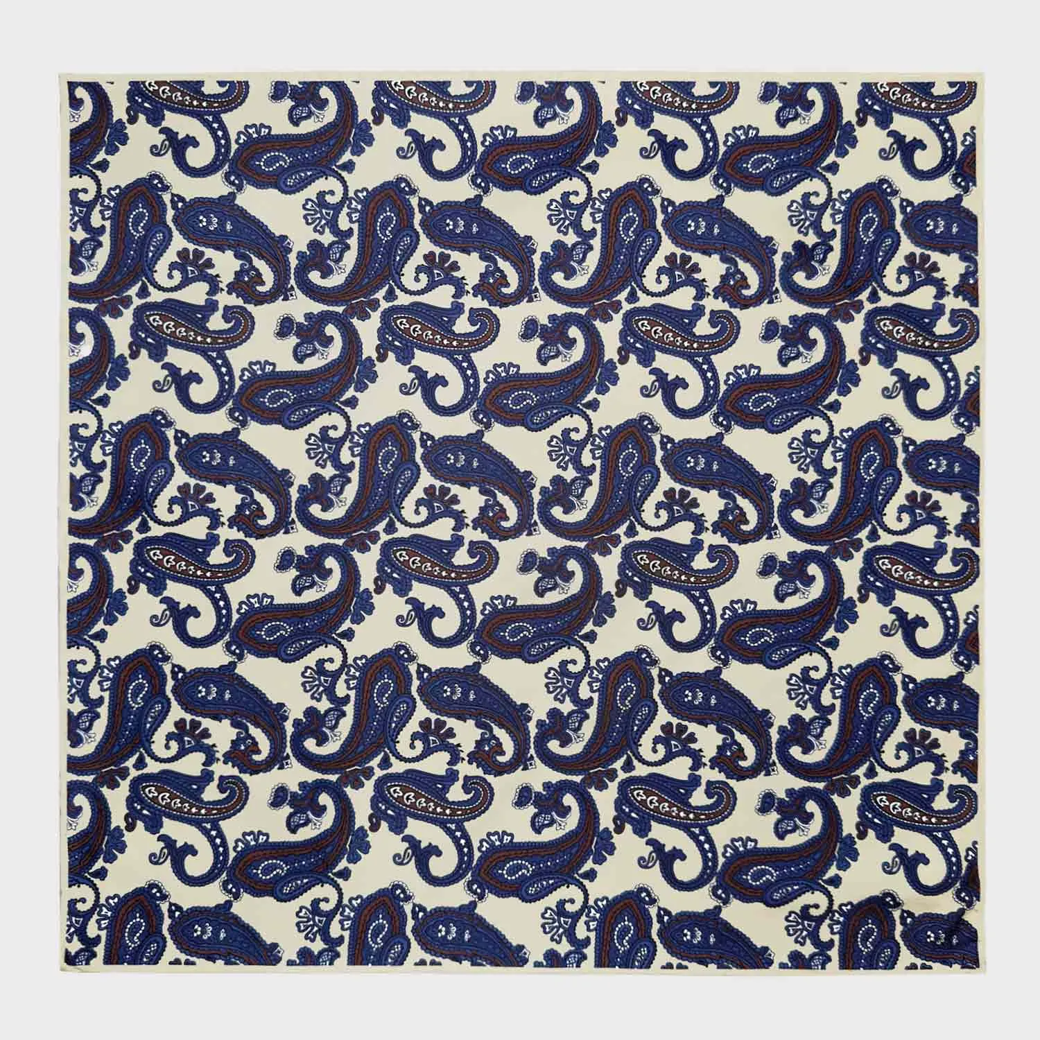 F.Marino Silk Pocket Square Paisley Ivory White