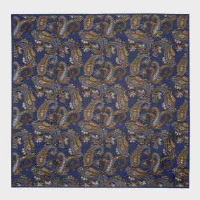 F.Marino Silk Pocket Square Paisley Pickled Bluewood