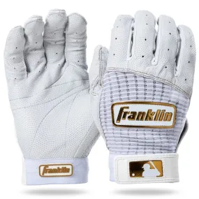 Franklin Pro Classic White/Gold Adult Baseball Batting Gloves - Adult