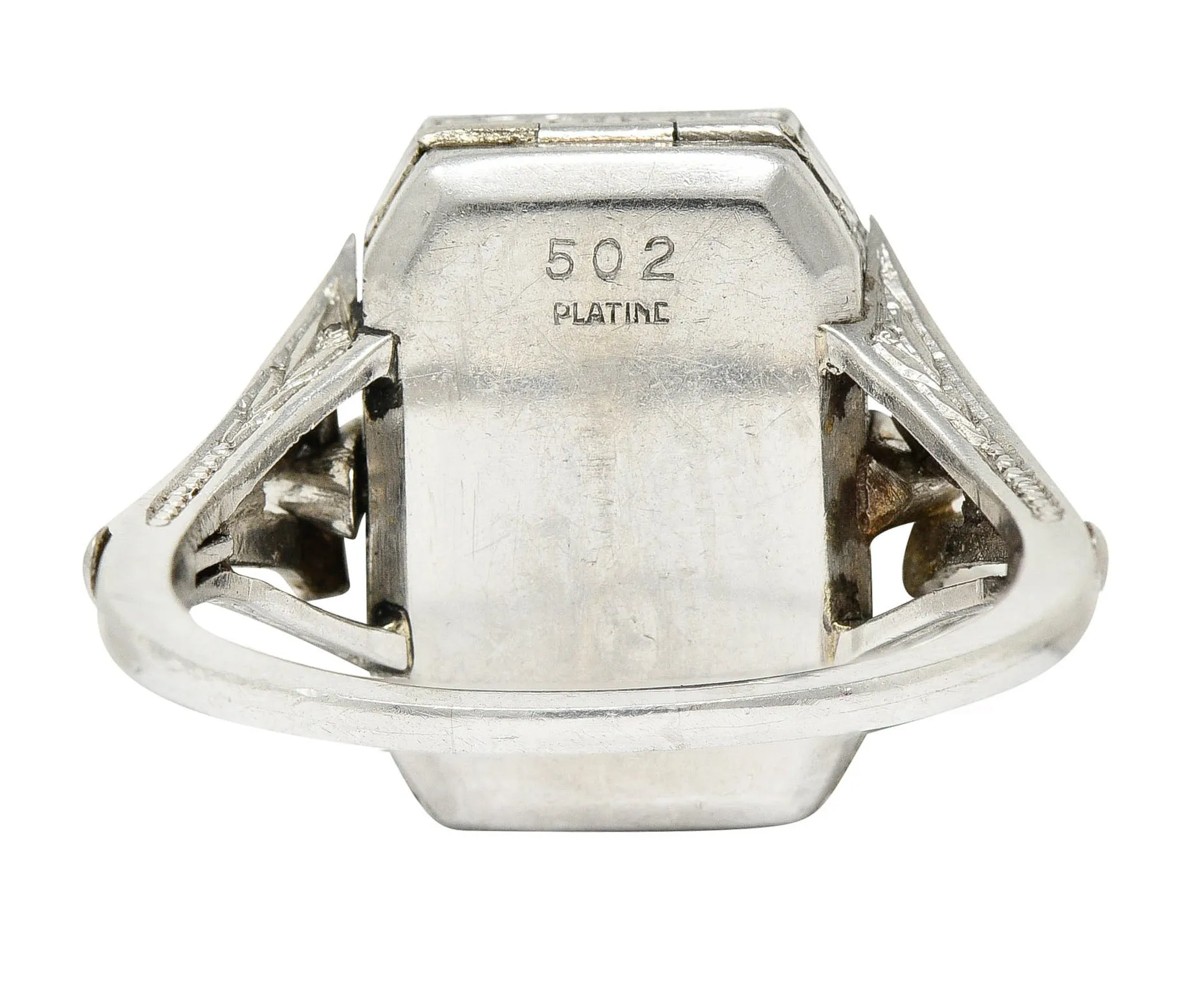 French 1930's Art Deco Diamond Platinum Watch Ring