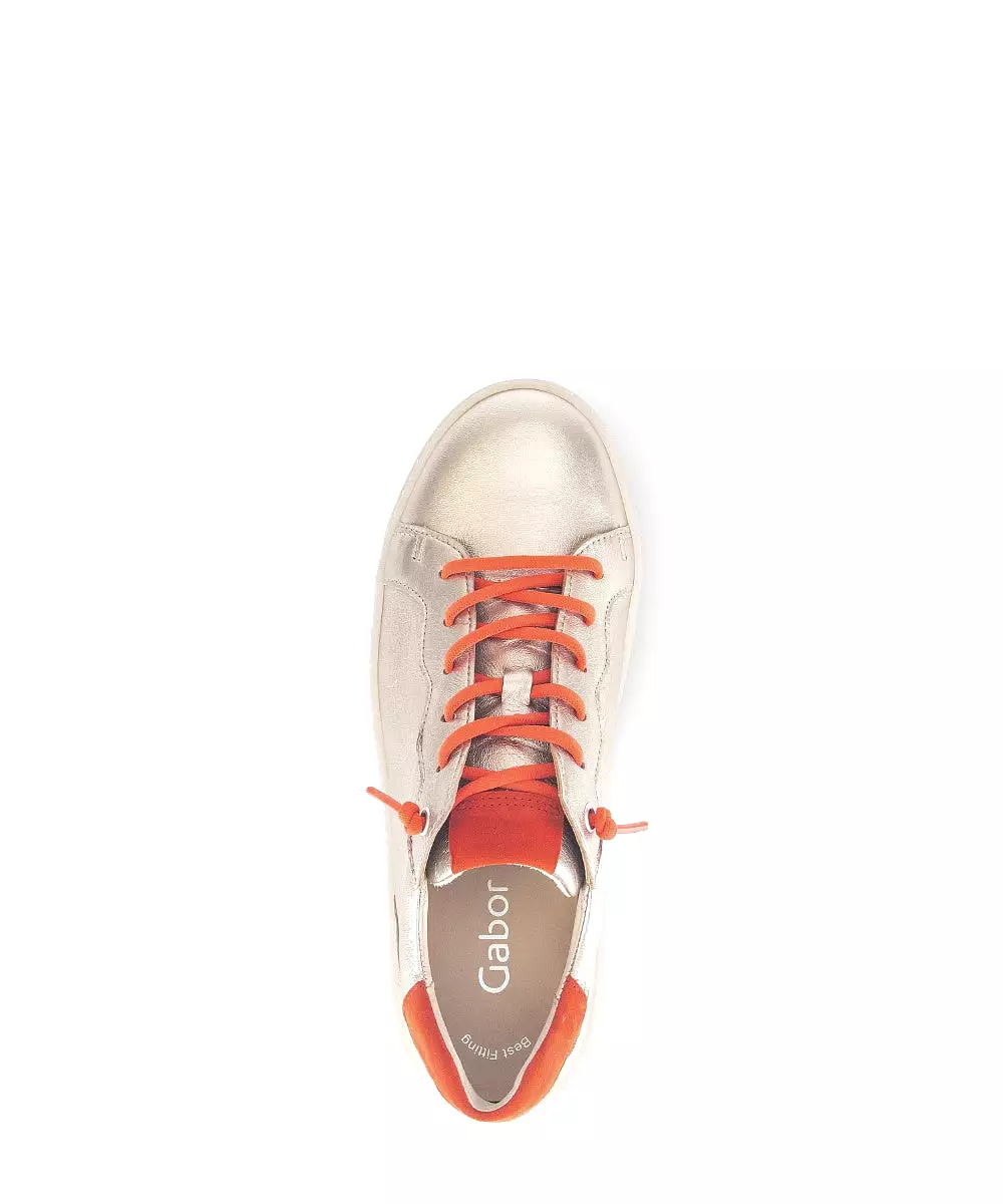 GABOR Gold & Orange Leather Trainer 34262