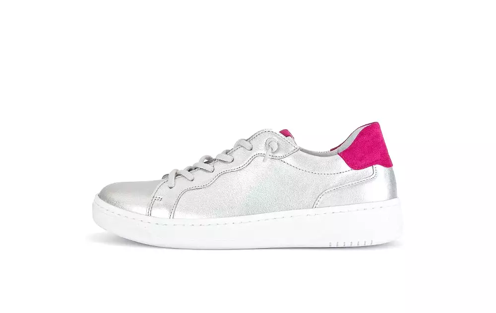 Gabor Silver Pink  Leather Trainer 34261