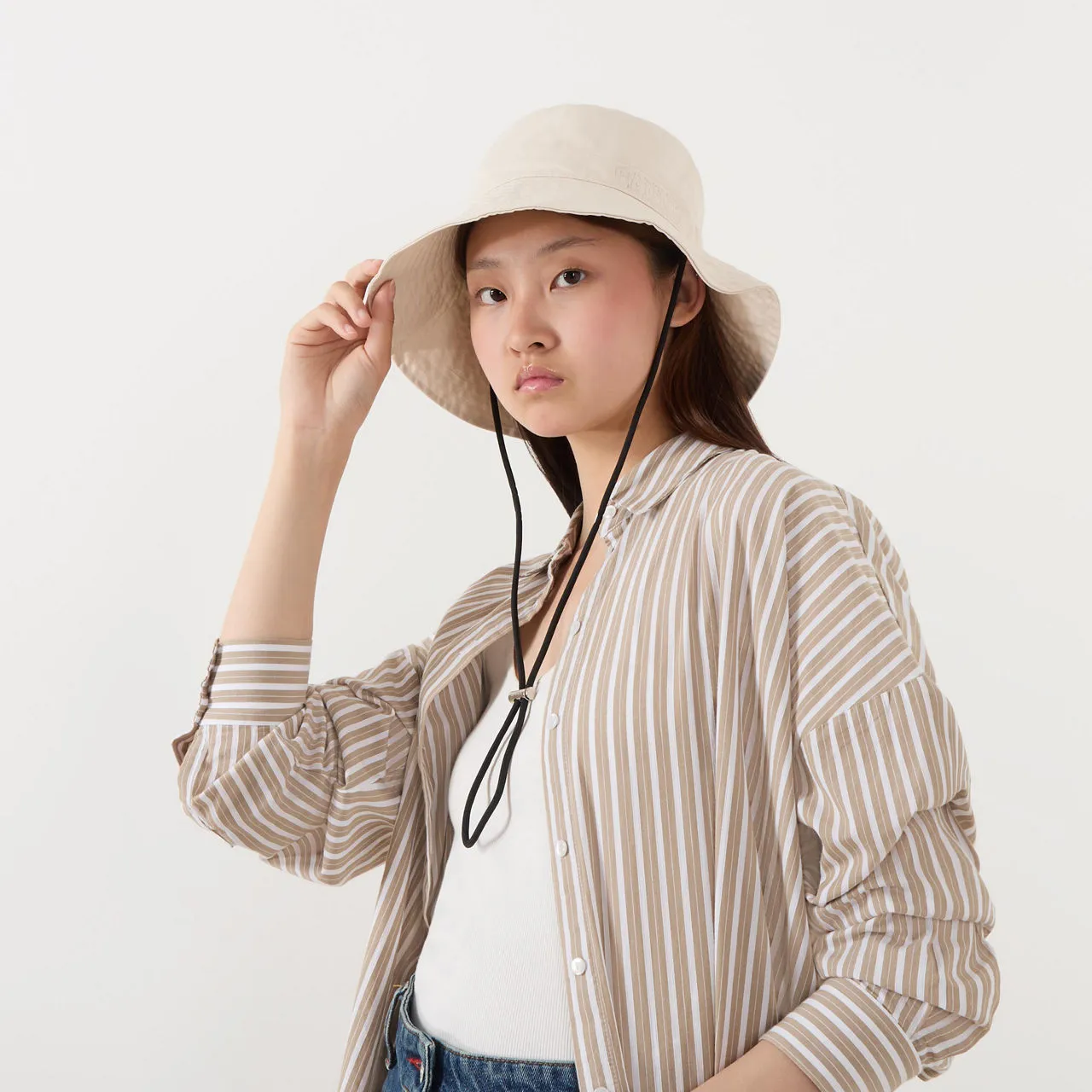 GANNI The Sustainable Edit Logo Bucket Hat - White