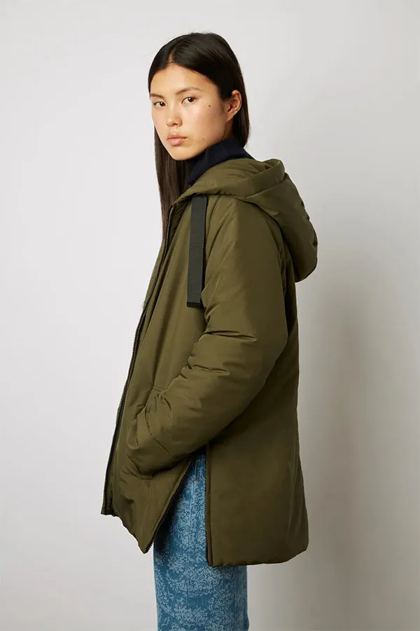 Gerard Darel SANDY KHAKI SHORT HOODED PUFFER JACKET