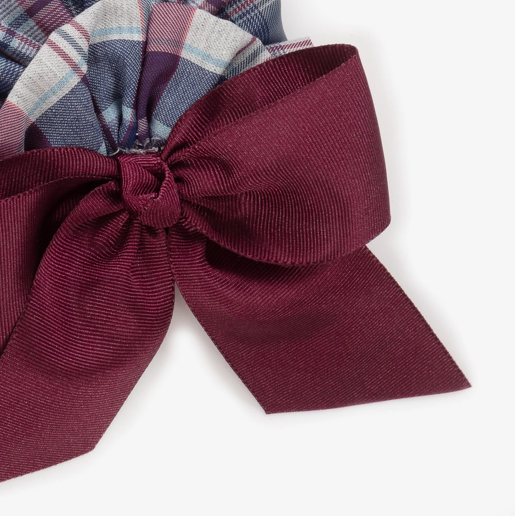 Girls Blue & Red Tartan Hair Clip (10cm)