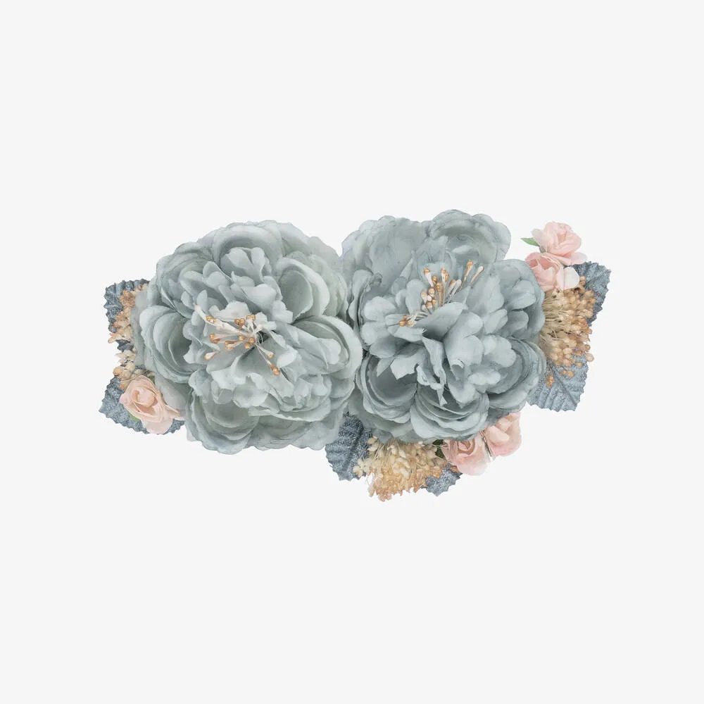 Girls Blue Floral Hair Clip (20cm)