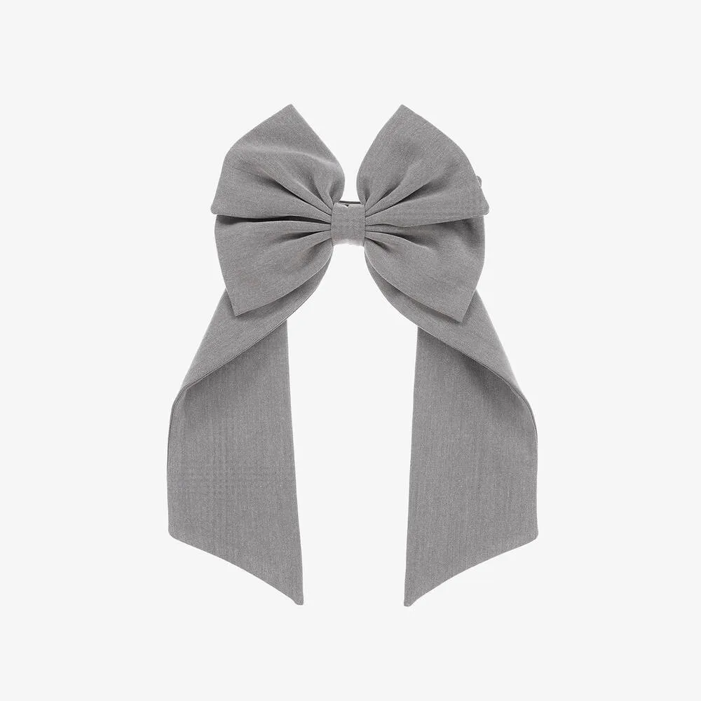 Girls Grey Bow Hair Clip (16cm)