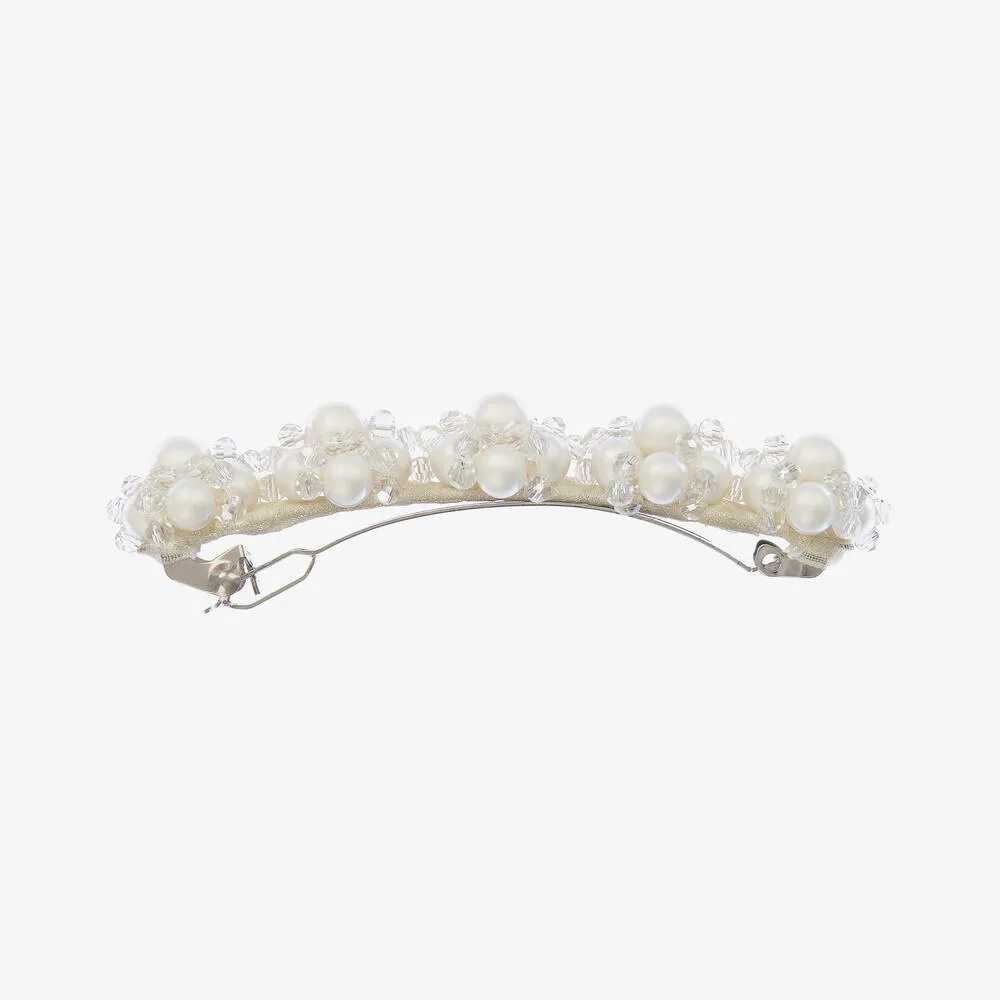 Girls Pearl & Crystal Hair Clip (9cm)