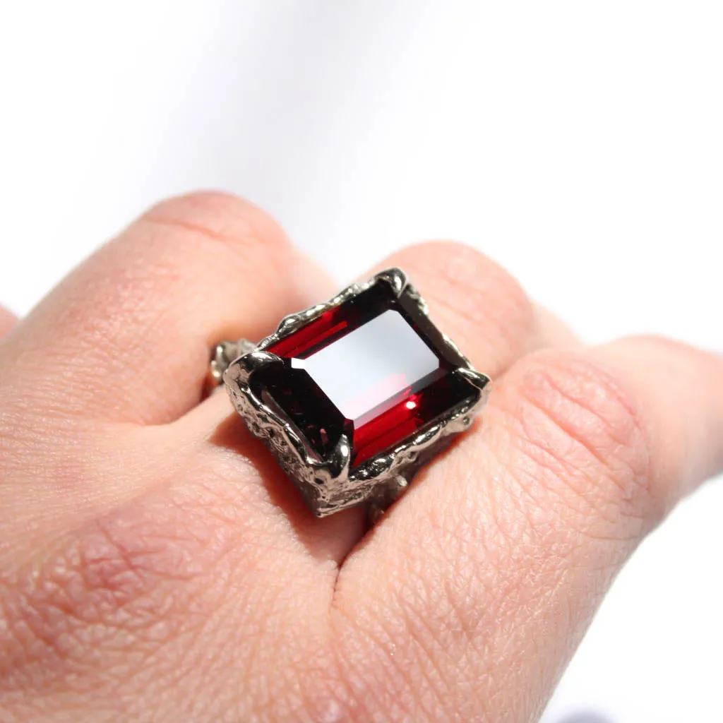 Gold Garnet Cocktail Ring